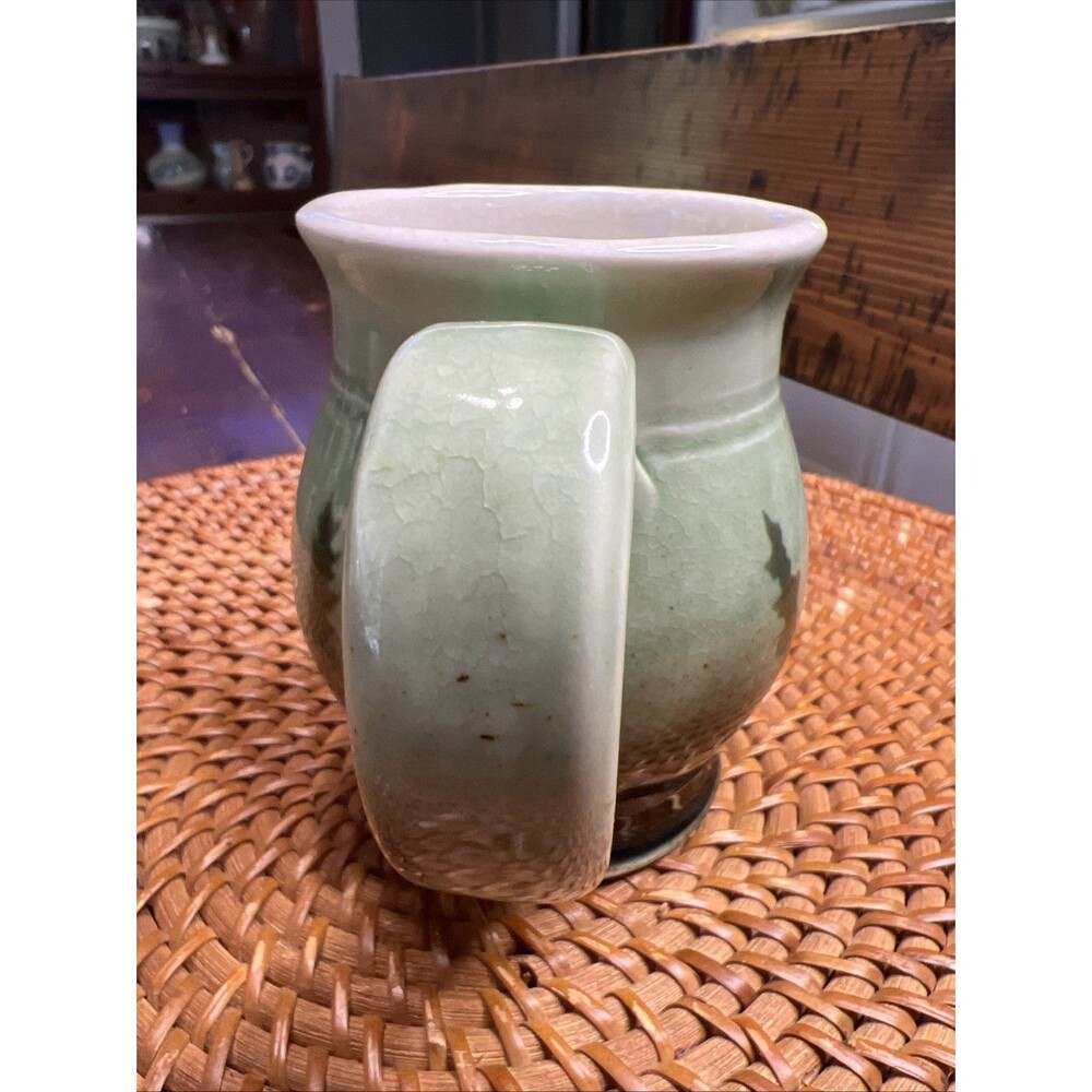 Studio Pottery Coffee Mug Green With Trees Signed 2006 - Picture 2 of 8